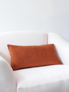 Rose Uniacke - Plain Cushion in Dark Orange Corduroy